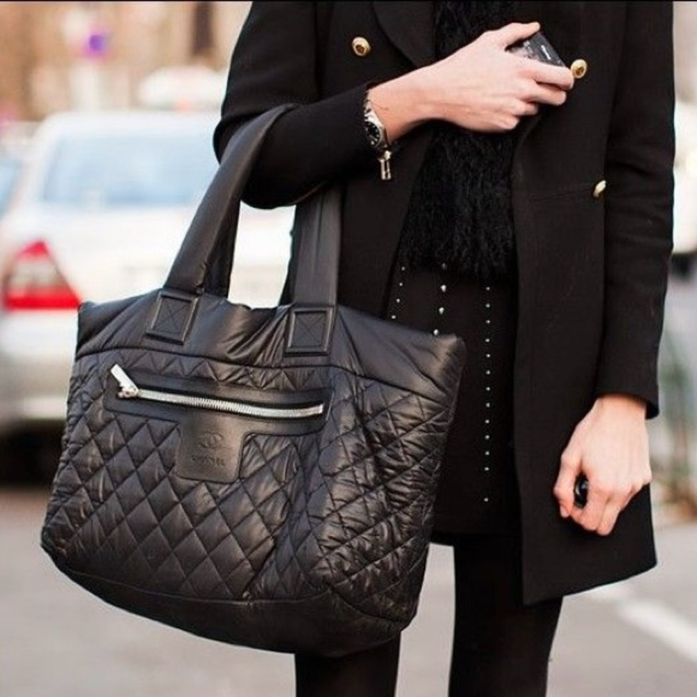 CHANEL Nylon Quilted Large Coco Cocoon Tote Black - Picture 15 of 16
